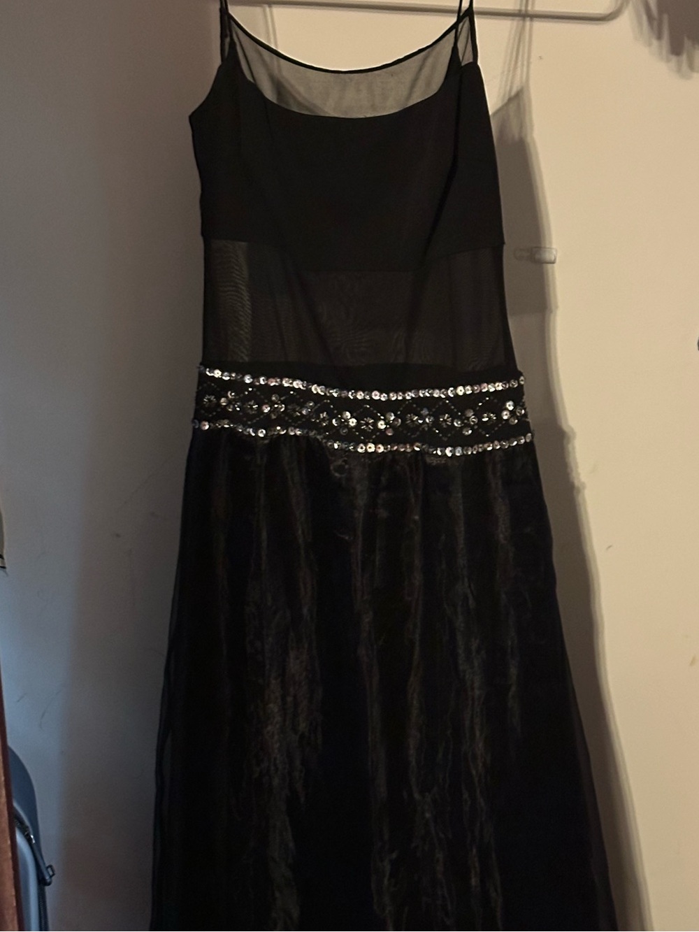 Frederick's of Hollywood Sheer Bodice Sequined Waist Evening Dress